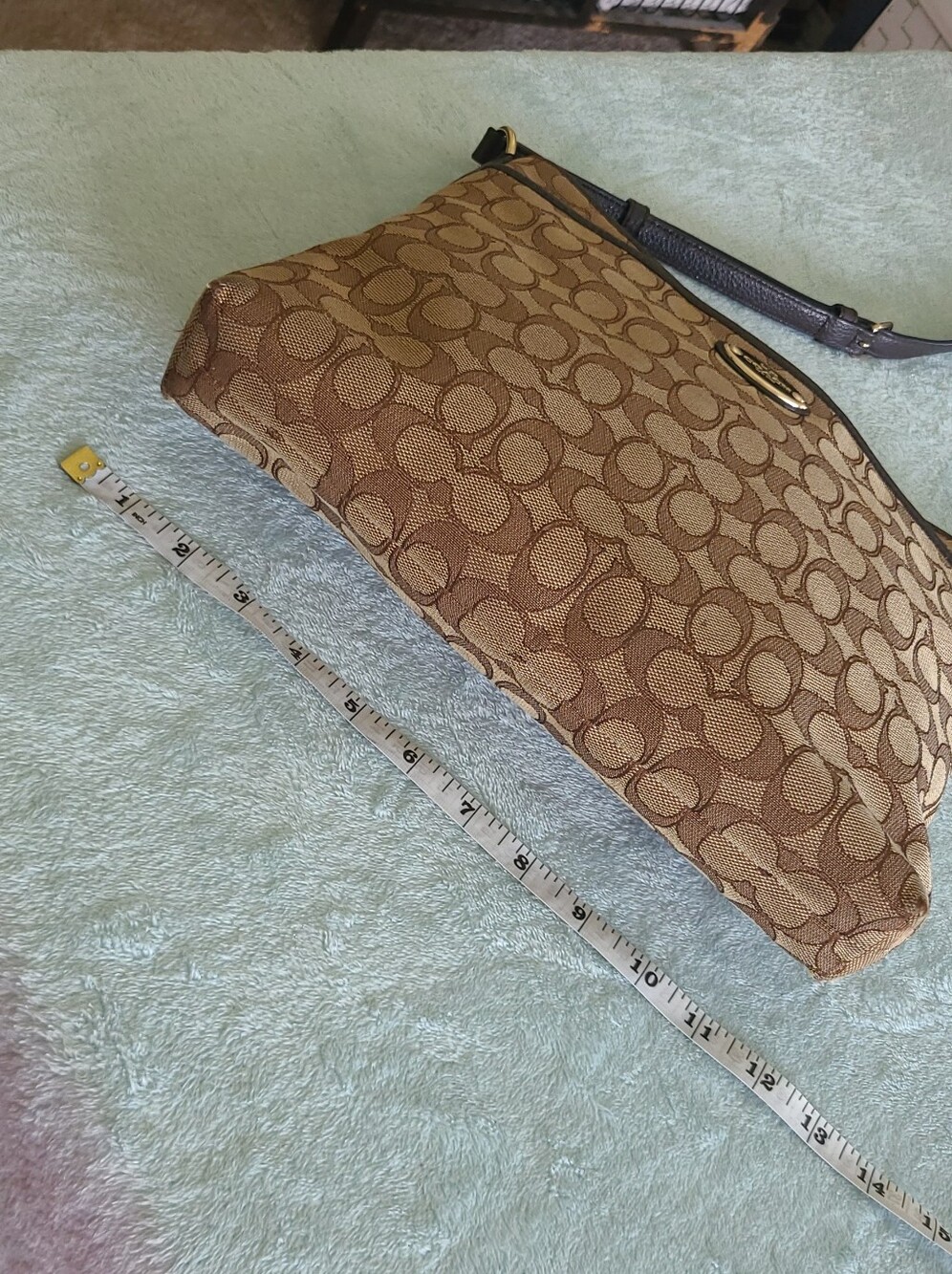 Coach Signature Brown Canvas Crossbody Bag - Picture 7 of 15